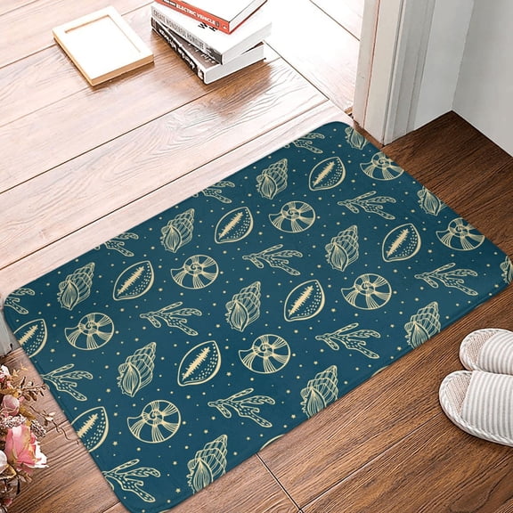 Front Door Mat Indoor Outdoor Outside Entrance - 16*24in Washable Conch Shells Print No.9064 Thin Bathroom Rugs Fit Under Door, Bath Rugs for Bathroom, Kitchen Rugs Mats for Floor