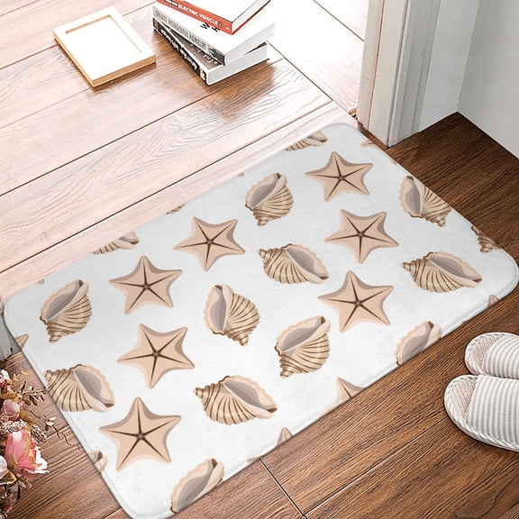 Front Door Mat Indoor Outdoor Outside Entrance - 16*24in Washable Conch Shells Print No.9073 Thin Bathroom Rugs Fit Under Door, Bath Rugs for Bathroom, Kitchen Rugs Mats for Floor