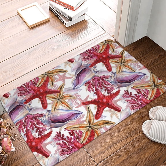 Front Door Mat Indoor Outdoor Outside Entrance - 16*24in Washable Coral Reef Thin Bathroom Rugs Fit Under Door, Bath Rugs for Bathroom, Kitchen Rugs Mats for Floor