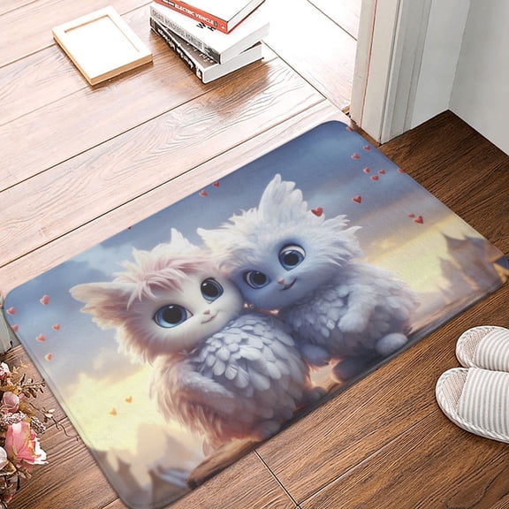 Front Door Mat Indoor Outdoor Outside Entrance - 16*24in Washable Cute Animal Couple Thin Bathroom Rugs Fit Under Door, Bath Rugs for Bathroom, Kitchen Rugs Mats for Floor