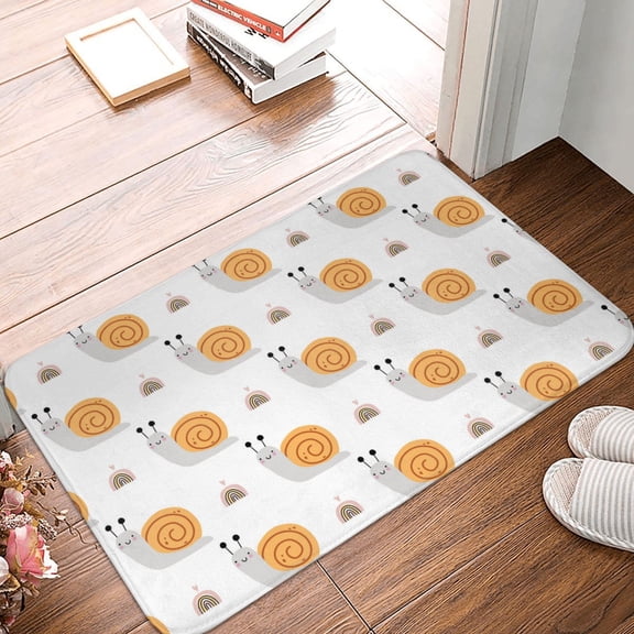 Front Door Mat Indoor Outdoor Outside Entrance - 16*24in Washable Cute Cartoon Snail Pattern Thin Bathroom Rugs Fit Under Door, Bath Rugs for Bathroom, Kitchen Rugs Mats for Floor