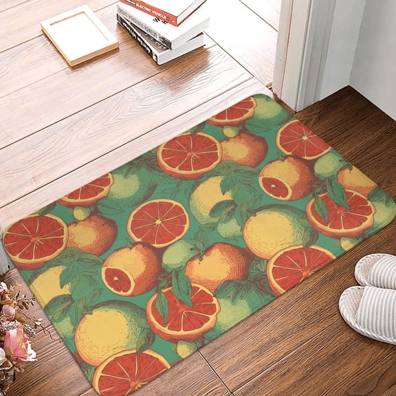 Front Door Mat Indoor Outdoor Outside Entrance - 16*24in Washable Cute Cerulean Orange Thin Bathroom Rugs Fit Under Door, Bath Rugs for Bathroom, Kitchen Rugs Mats for Floor