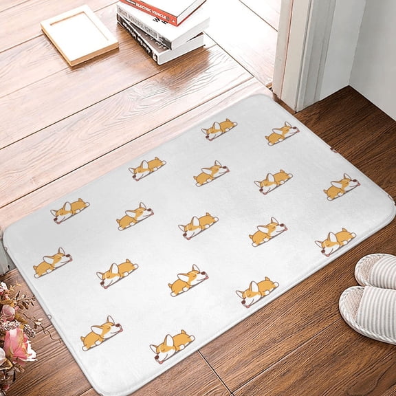 Front Door Mat Indoor Outdoor Outside Entrance - 16*24in Washable Cute Corgi Dog Funny_A Thin Bathroom Rugs Fit Under Door, Bath Rugs for Bathroom, Kitchen Rugs Mats for Floor