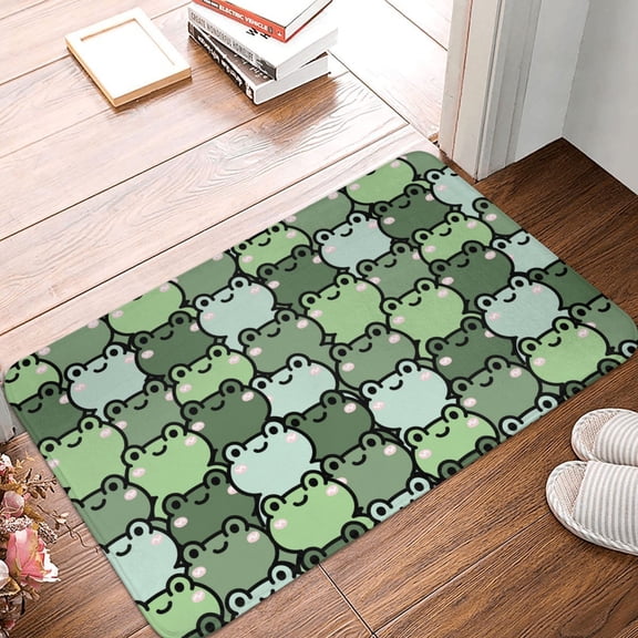 Front Door Mat Indoor Outdoor Outside Entrance - 16*24in Washable Cute Frog Cartoon Thin Bathroom Rugs Fit Under Door, Bath Rugs for Bathroom, Kitchen Rugs Mats for Floor