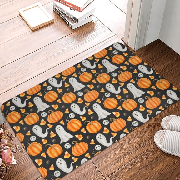Front Door Mat Indoor Outdoor Outside Entrance - 16*24in Washable Cute Ghost Halloween Thin Bathroom Rugs Fit Under Door, Bath Rugs for Bathroom, Kitchen Rugs Mats for Floor