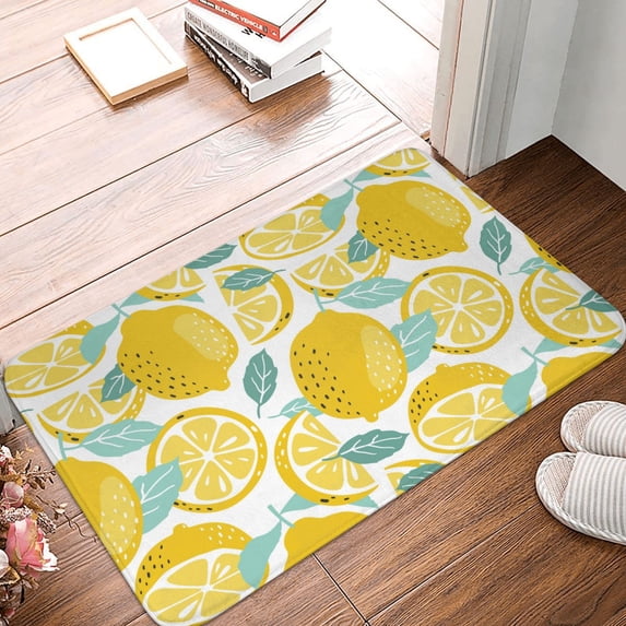 Front Door Mat Indoor Outdoor Outside Entrance - 16*24in Washable Cute Lemon Sweet Sour Thin Bathroom Rugs Fit Under Door, Bath Rugs for Bathroom, Kitchen Rugs Mats for Floor