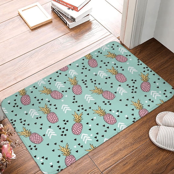 Front Door Mat Indoor Outdoor Outside Entrance - 16*24in Washable Cute Purple Pineapple Love Thin Bathroom Rugs Fit Under Door, Bath Rugs for Bathroom, Kitchen Rugs Mats for Floor