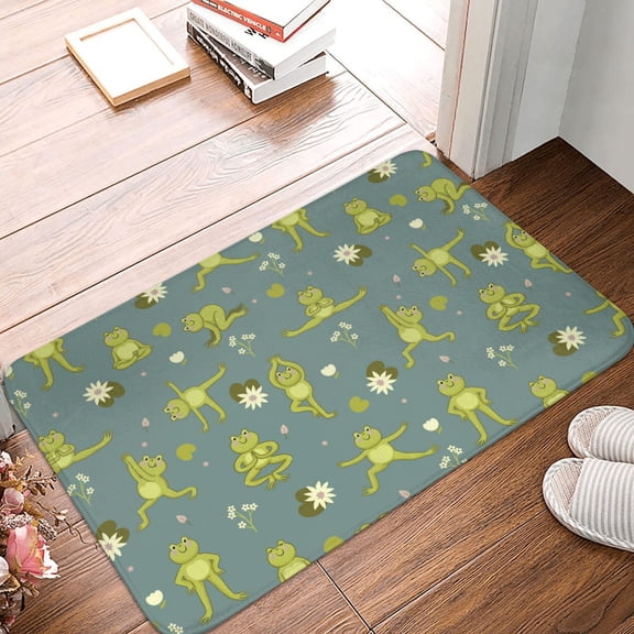 Front Door Mat Indoor Outdoor Outside Entrance - 16*24in Washable Cute Yoga Frogs Funny Thin Bathroom Rugs Fit Under Door, Bath Rugs for Bathroom, Kitchen Rugs Mats for Floor