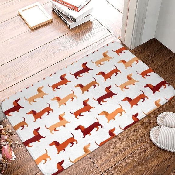 Front Door Mat Indoor Outdoor Outside Entrance - 16*24in Washable Dachshund Walking Thin Bathroom Rugs Fit Under Door, Bath Rugs for Bathroom, Kitchen Rugs Mats for Floor