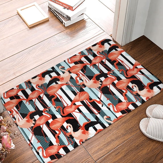 Front Door Mat Indoor Outdoor Outside Entrance - 16*24in Washable Flamingo_A Thin Bathroom Rugs Fit Under Door, Bath Rugs for Bathroom, Kitchen Rugs Mats for Floor