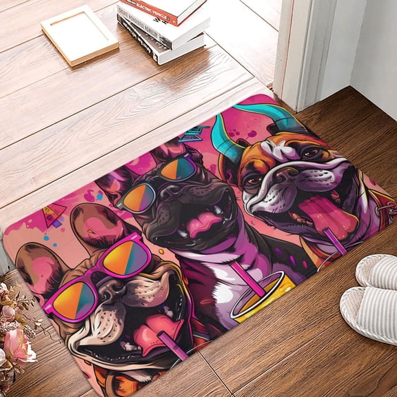 Front Door Mat Indoor Outdoor Outside Entrance - 16*24in Washable French Bulldog Cool No.104 Thin Bathroom Rugs Fit Under Door, Bath Rugs for Bathroom, Kitchen Rugs Mats for Floor