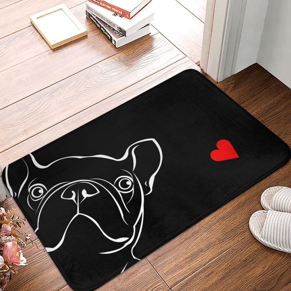 Front Door Mat Indoor Outdoor Outside Entrance - 16*24in Washable French Bulldog Thin Bathroom Rugs Fit Under Door, Bath Rugs for Bathroom, Kitchen Rugs Mats for Floor