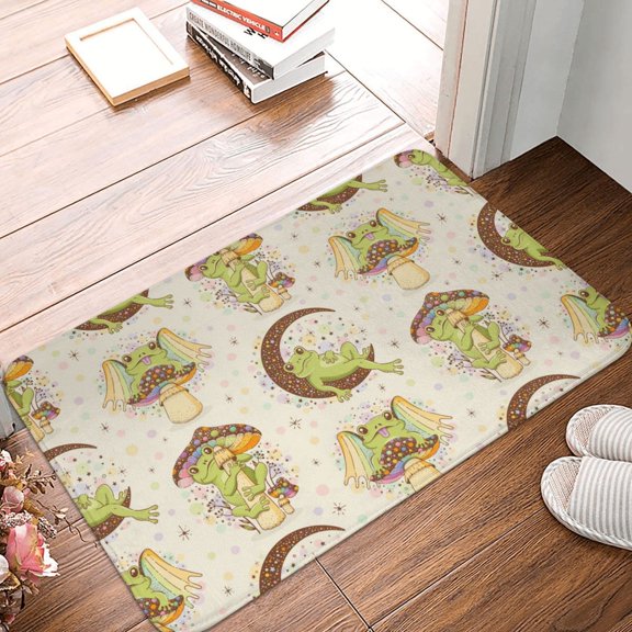 Front Door Mat Indoor Outdoor Outside Entrance - 16*24in Washable Frogs Thin Bathroom Rugs Fit Under Door, Bath Rugs for Bathroom, Kitchen Rugs Mats for Floor