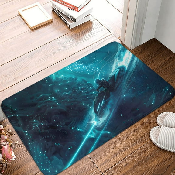 Front Door Mat Indoor Outdoor Outside Entrance - 16*24in Washable Futuristic Jet Ski Adventure Thin Bathroom Rugs Fit Under Door, Bath Rugs for Bathroom, Kitchen Rugs Mats for Floor