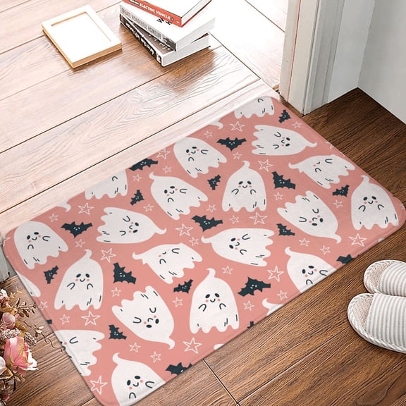 Front Door Mat Indoor Outdoor Outside Entrance - 16*24in Washable Halloween Cute Ghost Thin Bathroom Rugs Fit Under Door, Bath Rugs for Bathroom, Kitchen Rugs Mats for Floor