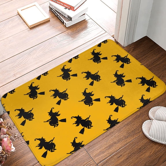 Front Door Mat Indoor Outdoor Outside Entrance - 16*24in Washable Halloween Witch Patterns Thin Bathroom Rugs Fit Under Door, Bath Rugs for Bathroom, Kitchen Rugs Mats for Floor