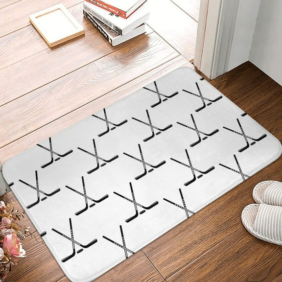 Front Door Mat Indoor Outdoor Outside Entrance - 16*24in Washable Hockey Stick Sport Thin Bathroom Rugs Fit Under Door, Bath Rugs for Bathroom, Kitchen Rugs Mats for Floor