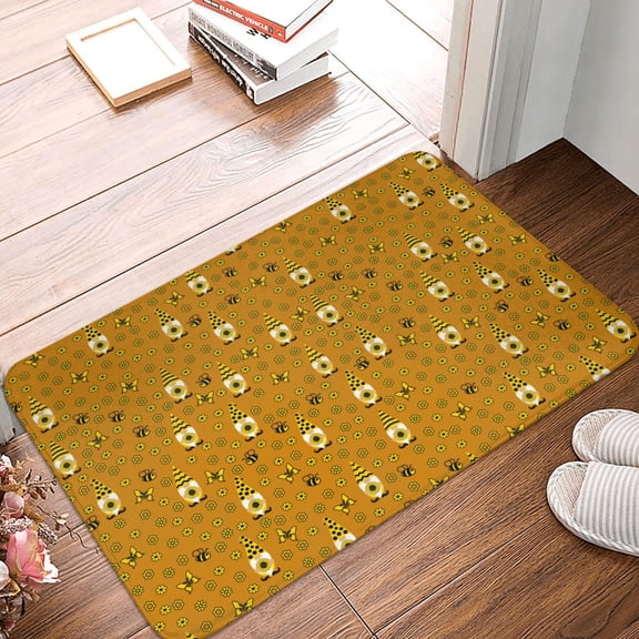 Front Door Mat Indoor Outdoor Outside Entrance - 16*24in Washable Honey Bee Gnomes Thin Bathroom Rugs Fit Under Door, Bath Rugs for Bathroom, Kitchen Rugs Mats for Floor