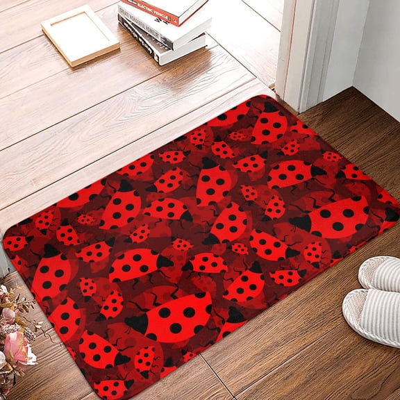 Front Door Mat Indoor Outdoor Outside Entrance - 16*24in Washable Ladybugs 1 Thin Bathroom Rugs Fit Under Door, Bath Rugs for Bathroom, Kitchen Rugs Mats for Floor