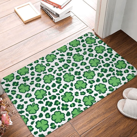 Front Door Mat Indoor Outdoor Outside Entrance - 16*24in Washable Leopard Print St. Patrick'S Day Thin Bathroom Rugs Fit Under Door, Bath Rugs for Bathroom, Kitchen Rugs Mats for Floor