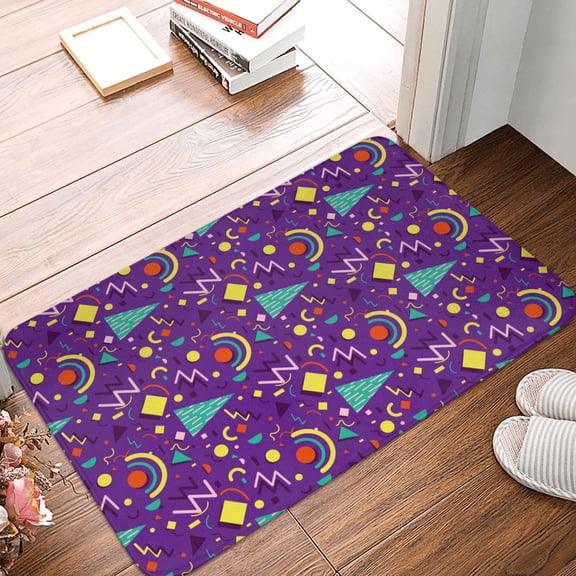Front Door Mat Indoor Outdoor Outside Entrance - 16*24in Washable Retro 80s Style Thin Bathroom Rugs Fit Under Door, Bath Rugs for Bathroom, Kitchen Rugs Mats for Floor