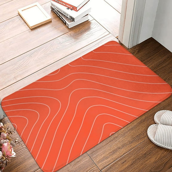 Front Door Mat Indoor Outdoor Outside Entrance - 16*24in Washable Salmon Fish Meat Thin Bathroom Rugs Fit Under Door, Bath Rugs for Bathroom, Kitchen Rugs Mats for Floor