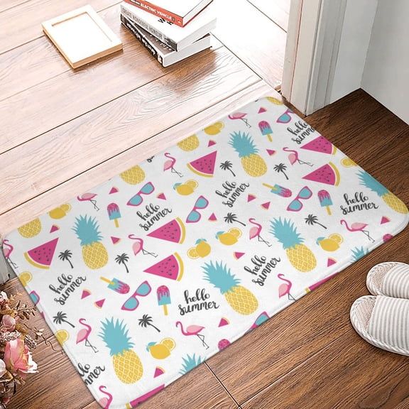 Front Door Mat Indoor Outdoor Outside Entrance - 16*24in Washable Summer Bird Pineapple Thin Bathroom Rugs Fit Under Door, Bath Rugs for Bathroom, Kitchen Rugs Mats for Floor