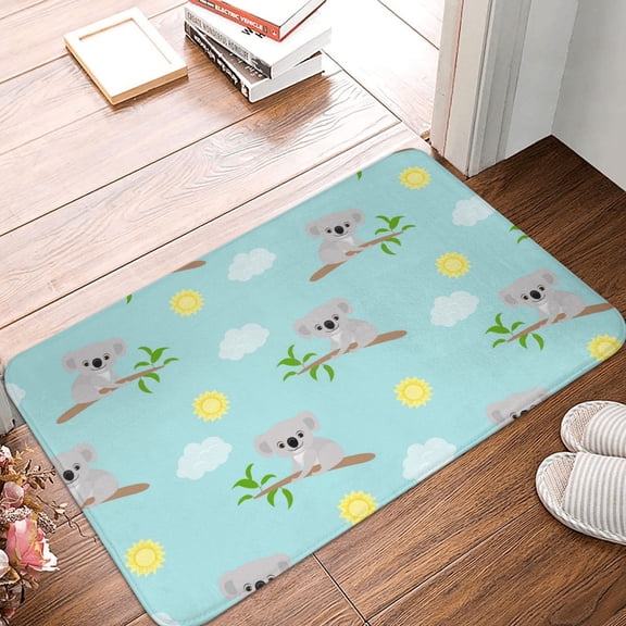Front Door Mat Indoor Outdoor Outside Entrance - 16*24in Washable Sun Clouds Koala Thin Bathroom Rugs Fit Under Door, Bath Rugs for Bathroom, Kitchen Rugs Mats for Floor