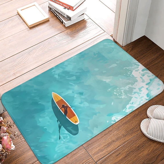Front Door Mat Indoor Outdoor Outside Entrance - 16*24in Washable Tranquil Ocean Canoe Journey Thin Bathroom Rugs Fit Under Door, Bath Rugs for Bathroom, Kitchen Rugs Mats for Floor
