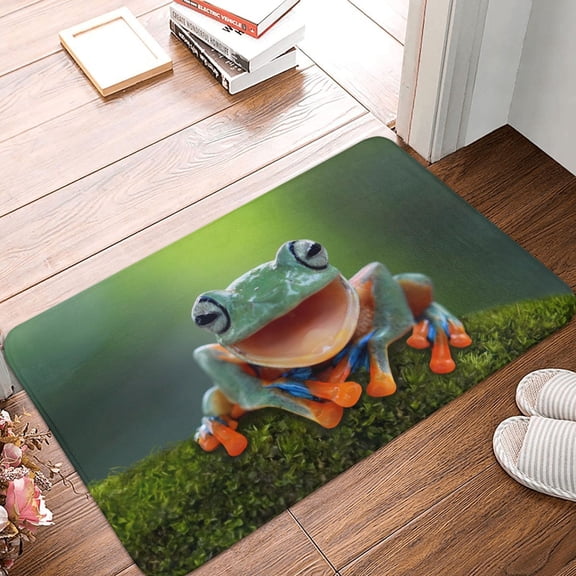Front Door Mat Indoor Outdoor Outside Entrance - 16*24in Washable Tree Frog Thin Bathroom Rugs Fit Under Door, Bath Rugs for Bathroom, Kitchen Rugs Mats for Floor