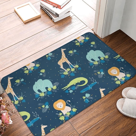 Front Door Mat Indoor Outdoor Outside Entrance - 16*24in Washable Tropical Animals Thin Bathroom Rugs Fit Under Door, Bath Rugs for Bathroom, Kitchen Rugs Mats for Floor