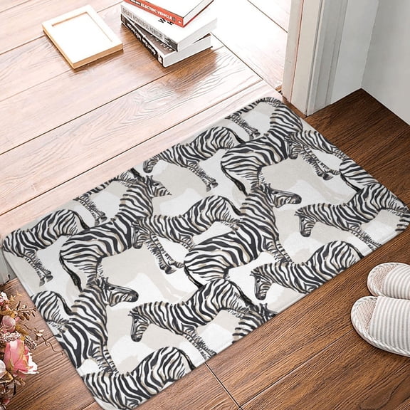 Front Door Mat Indoor Outdoor Outside Entrance - 16*24in Washable Vintage Zebra Cool Thin Bathroom Rugs Fit Under Door, Bath Rugs for Bathroom, Kitchen Rugs Mats for Floor