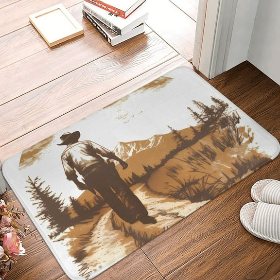Front Door Mat Indoor Outdoor Outside Entrance - 16*24in Washable Western Cowboy Countryside Thin Bathroom Rugs Fit Under Door, Bath Rugs for Bathroom, Kitchen Rugs Mats for Floor