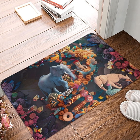 Front Door Mat Indoor Outdoor Outside Entrance - 16*24in Washable Whimsical Animal Spiral Thin Bathroom Rugs Fit Under Door, Bath Rugs for Bathroom, Kitchen Rugs Mats for Floor