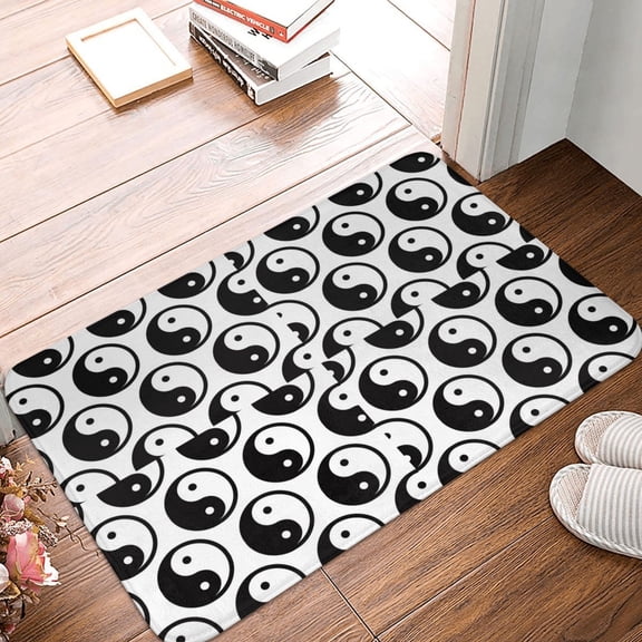 Front Door Mat Indoor Outdoor Outside Entrance - 16*24in Washable Yin Yang Thin Bathroom Rugs Fit Under Door, Bath Rugs for Bathroom, Kitchen Rugs Mats for Floor