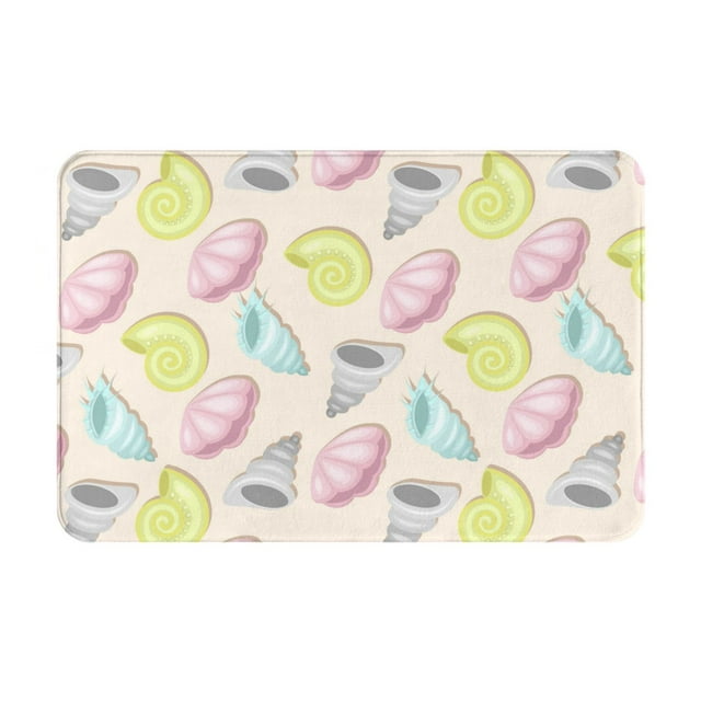 Front Door Mat Indoor Outdoor Outside Entrance Conch Shells Print No