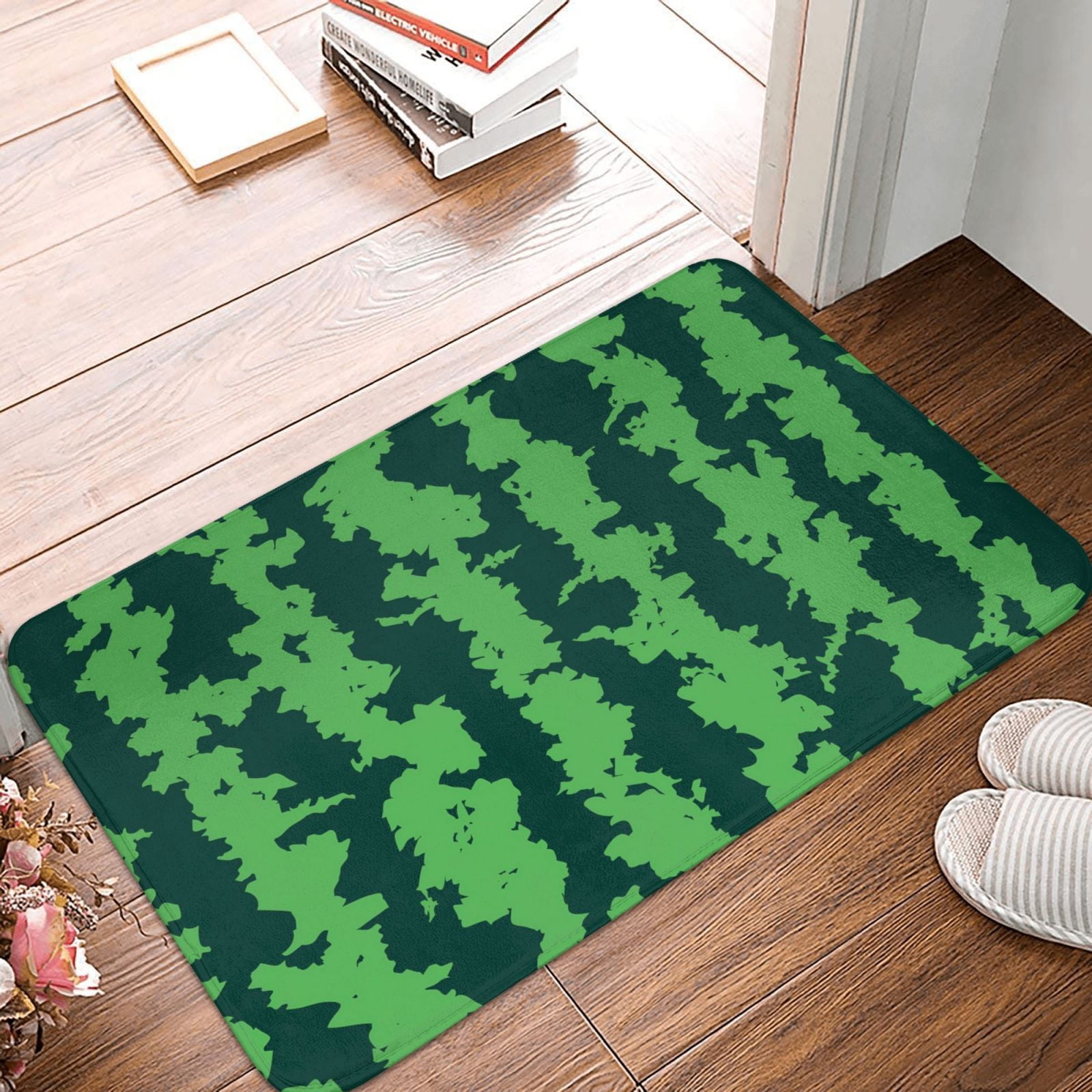 Front Door Mat Indoor Outdoor Outside Entrance - Green Stripes Of ...