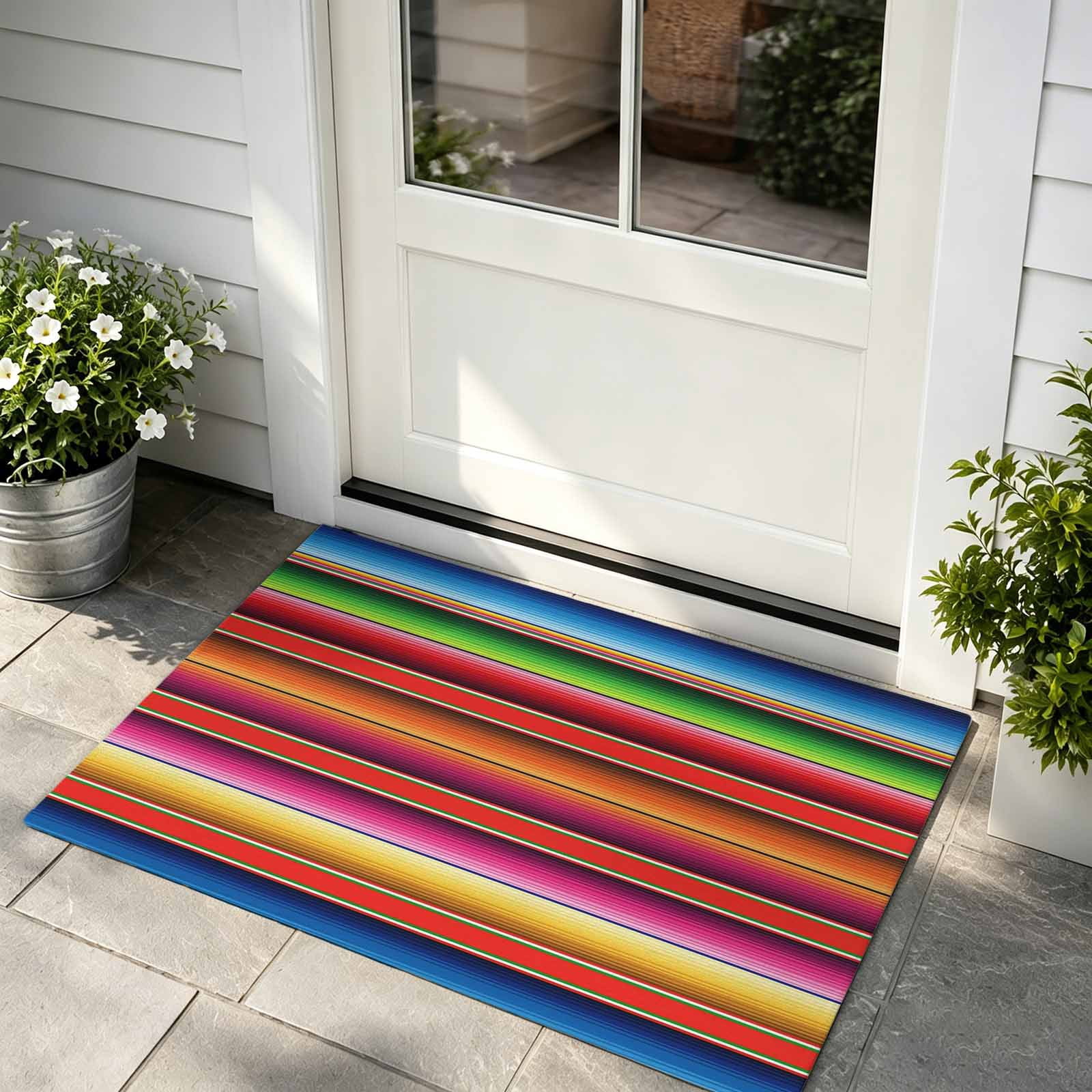 Front Door Mat, Mexican Style Door Mat Outside Entrance TPR Backing ...