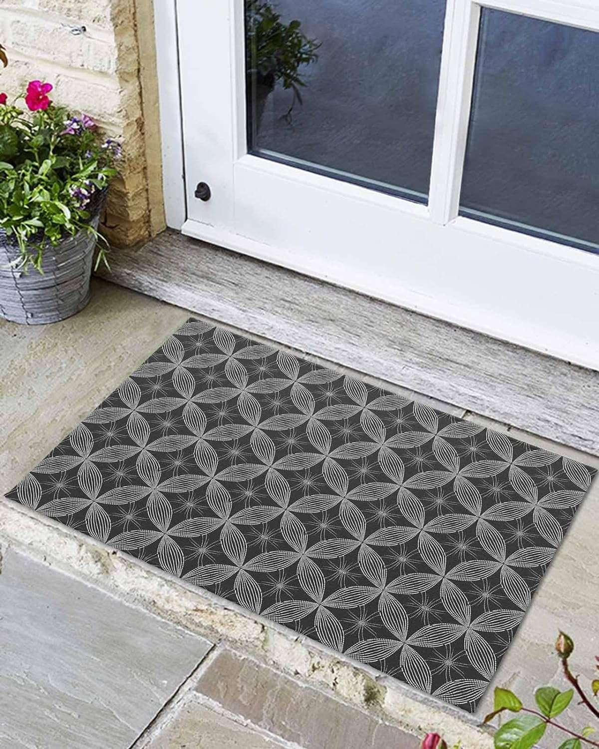 Front Door Mat, Modern Abstract Art Geometric Non Slip Absorbent Door
