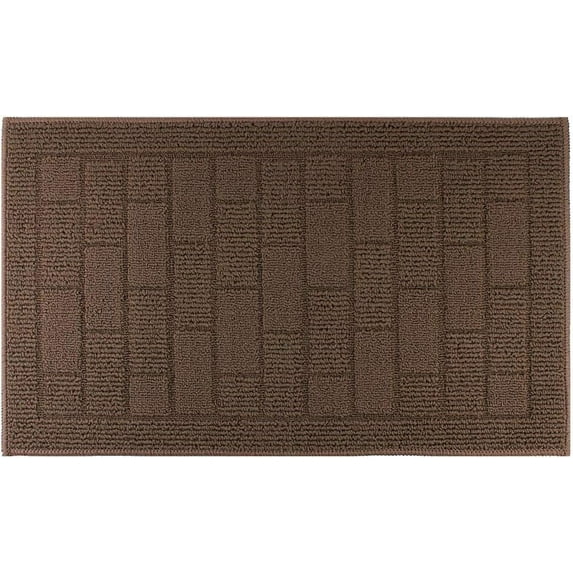 Front Door Mat Non-Slip Doormat Low Profile Entrance Mats Absorbent Floor Mat Mud Dirt Trapper Indoor Outdoor Welcome Rug for Patio Entry Entryway House (Brown)
