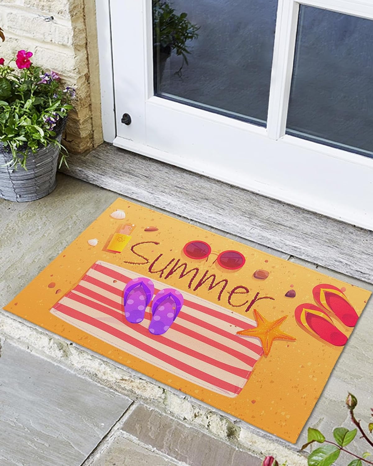 Front Door Mat Non Slip Doormats Indoor Outdoor Entrance Watercolor