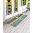 Front Door Mat Ocean Marine Theme Anchor On Retro Wooden Board Indoor