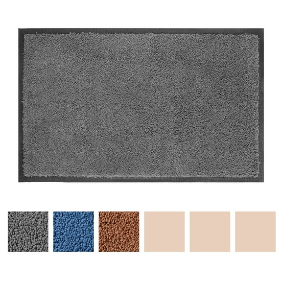 Front Door Mat Outdoor Doormat Non-Slip DoorMat for Entrance, Easy Clean Indoor Floor Mat, 30''x17'', Gray