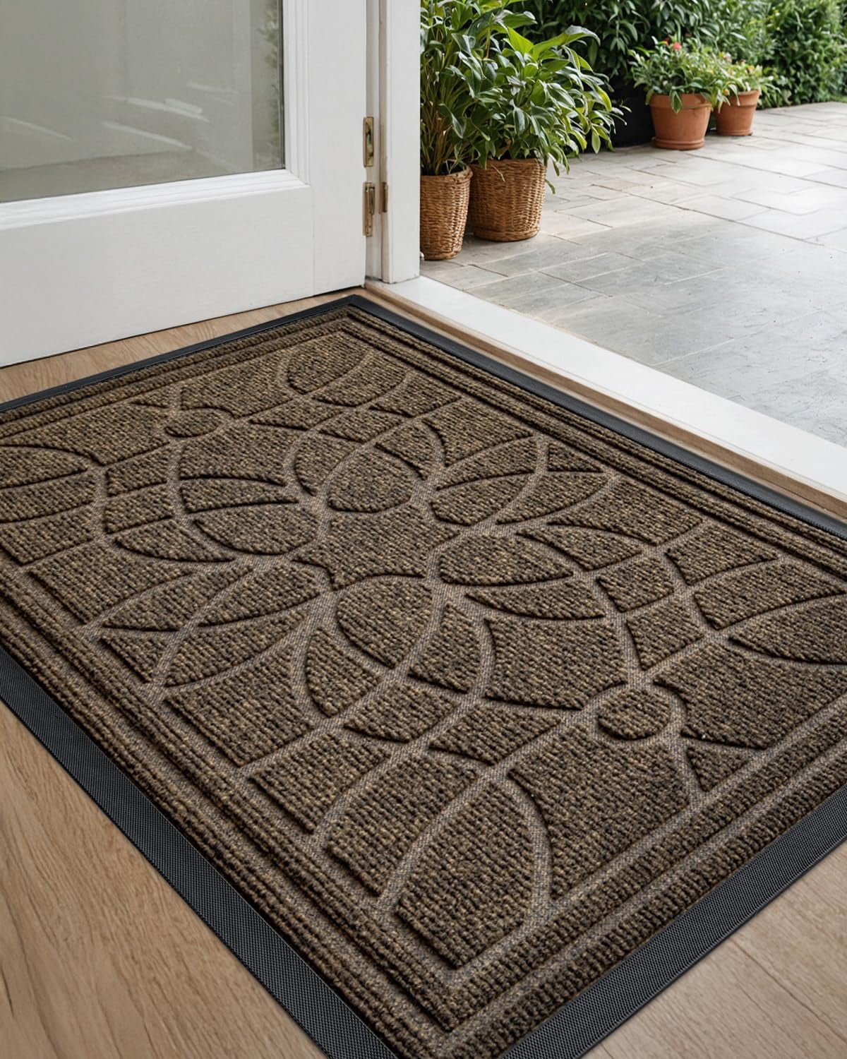 Front Door Mat Outside Entrance  Heavy Duty Non Slip Low Profile Doormat For Entryway Dirt And Welcome Mats Easy Clean Patio Garage 17x29 Brown