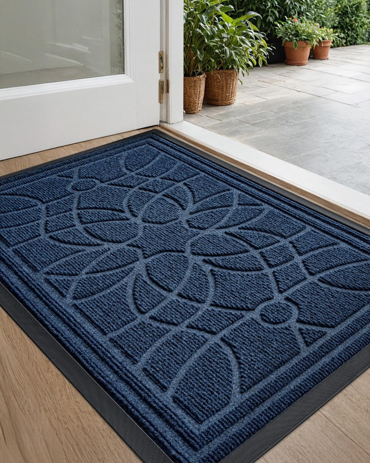 Front Door Mat Outside Entrance  Heavy Duty Non Slip Low Profile Doormat For Entryway Dirt And Welcome Mats Easy Clean Patio Garage 3x2 Blue