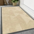 thumbnail image 1 of Front Door Mat Outside Entrance, Heavy Duty Sturdy Natural Rubber Doormat, Trap Dirt and Moisture, Easy Clean Low Profile Welcome Floor Mats for Indoor Outdoor Entry, 29.5x17 Inch, Black, 1 of 7