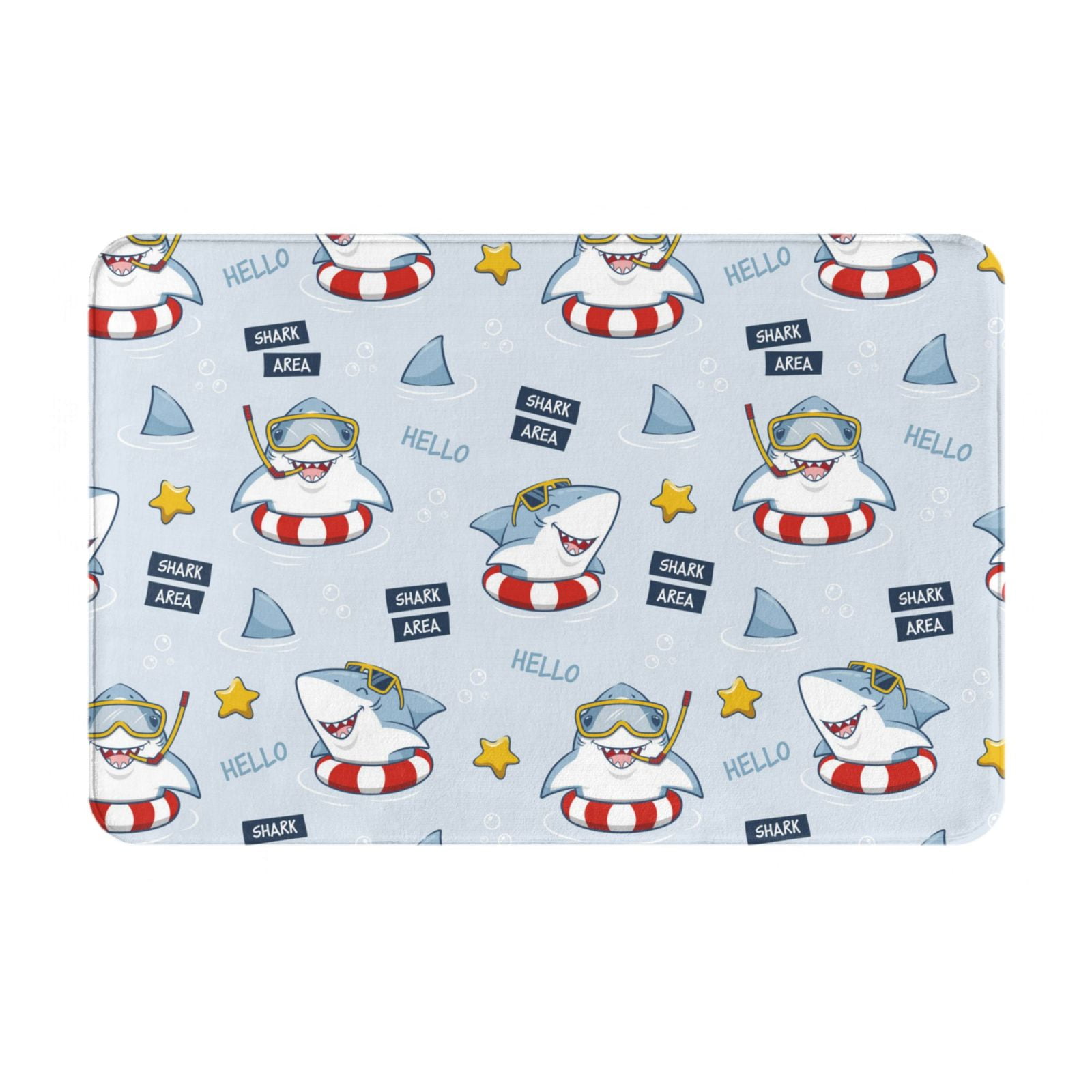 Front Door Mat Outside Indoor Outdoor Entrance Swimming shark Kitchen