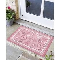 Front Door Mat Pink Stripe Love Valentine''s Day Doormat Absorbent Dirt Resist Welcome Door Mats Non-Slip 18x30 inch Floor Mat Low Profile Entryway Mats for Home Indoor Outdoor