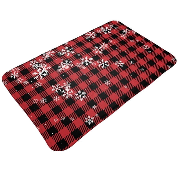 Front Door Mat, Red Buffalo Plaid Indoor Mats for Bedroom Bathroom Kitchen, Floor Mat Non-Slip, Soft Carpet Floor Cover Machine Washable Entryway Mat - 20x31.5in
