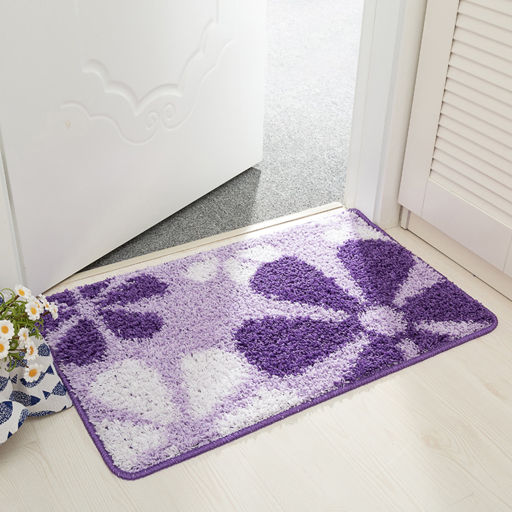 SOCOOL Front Door Mat, 32x47 Outdoor Indoor Welcome Rug Outside Inside  Entry Door mat Home Entrance - Purple Elite Flower,DM3043A 